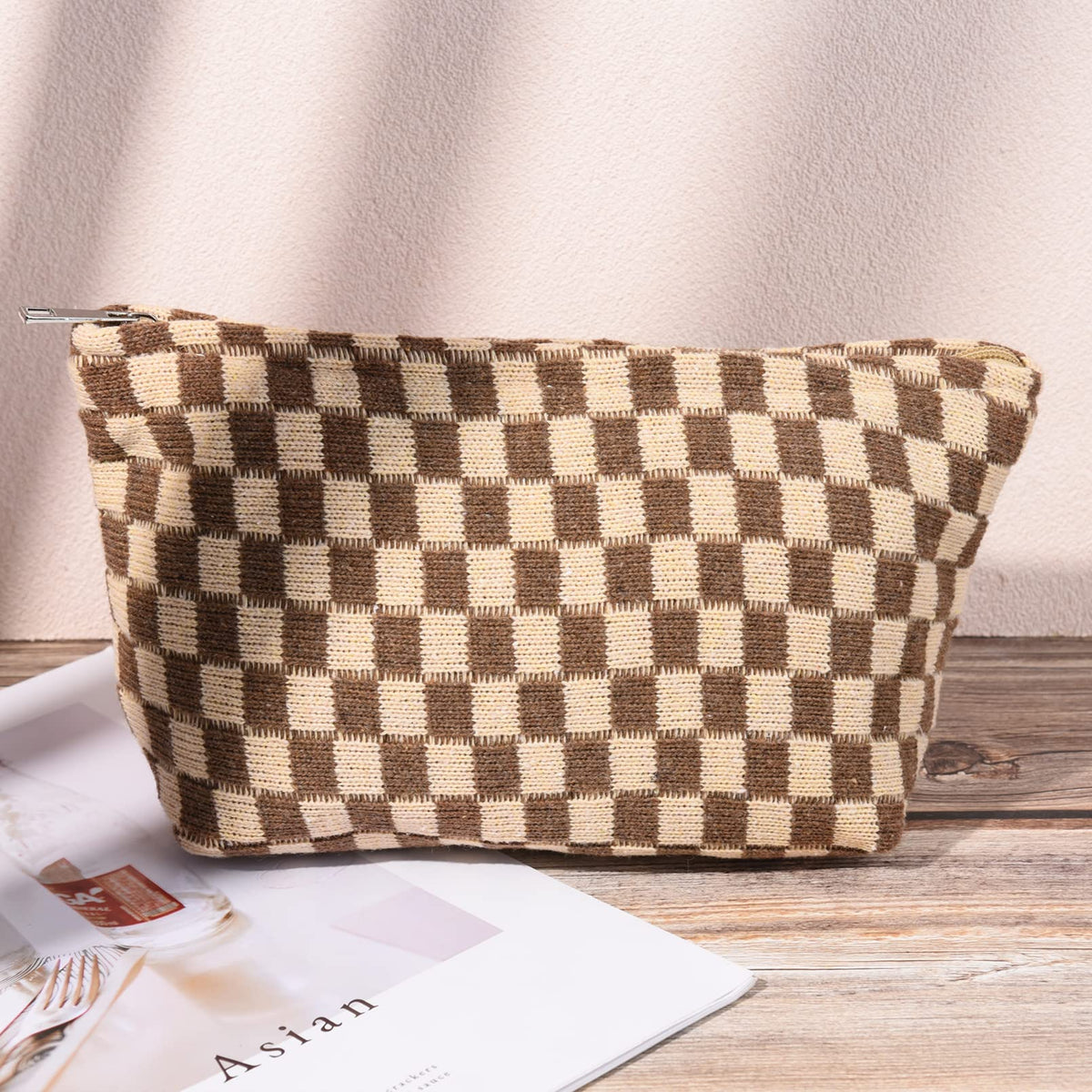 SOIDRAM large capacity makeup bag with metal zipper pulls