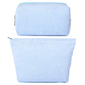 SOIDRAM large corduroy makeup bag front view in blue