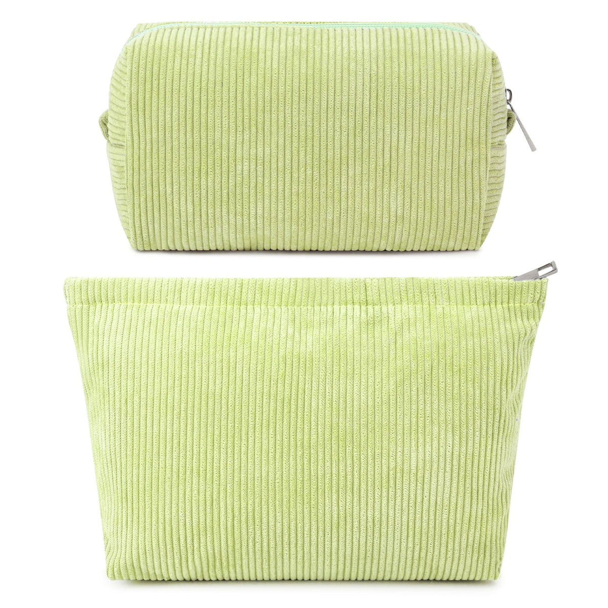 SOIDRAM large corduroy makeup bag in light green, front view