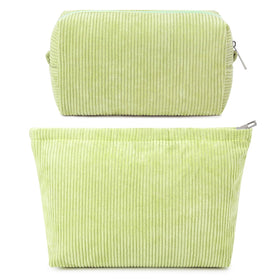 SOIDRAM large corduroy makeup bag in light green, front view