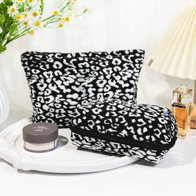 SOIDRAM large cosmetic bag in leopard print with open zipper