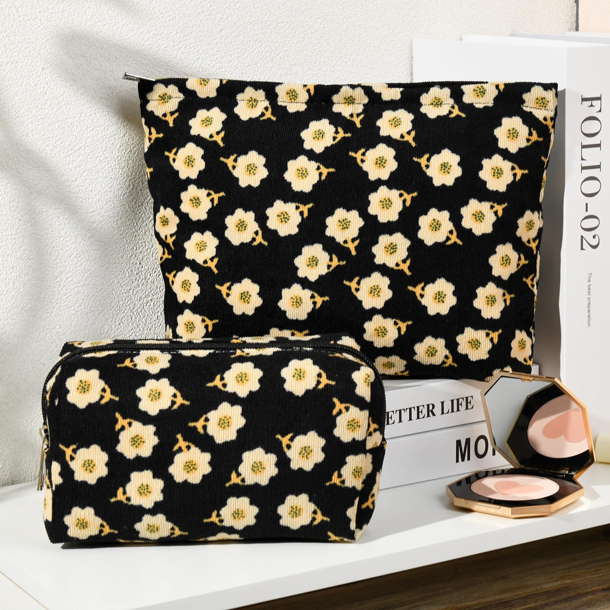 SOIDRAM large cosmetic bag open showing interior storage