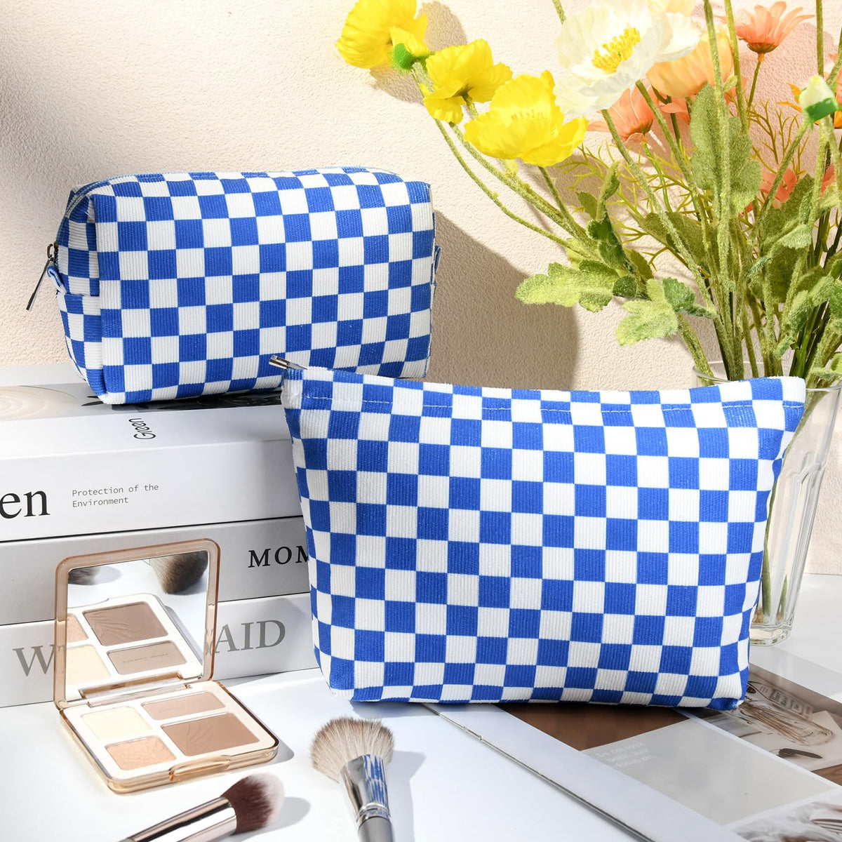 SOIDRAM large cosmetic bag open showing makeup items