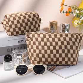 SOIDRAM large cosmetic bag open showing organized makeup items