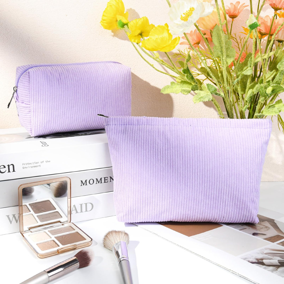 SOIDRAM large cosmetic bag with zipper open showing contents