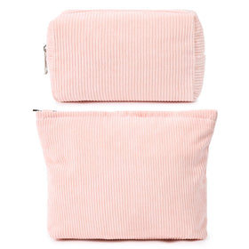 SOIDRAM large pink corduroy makeup bag front view