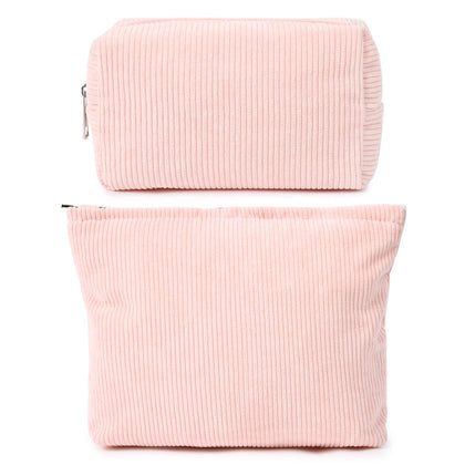 SOIDRAM large pink corduroy makeup bag front view