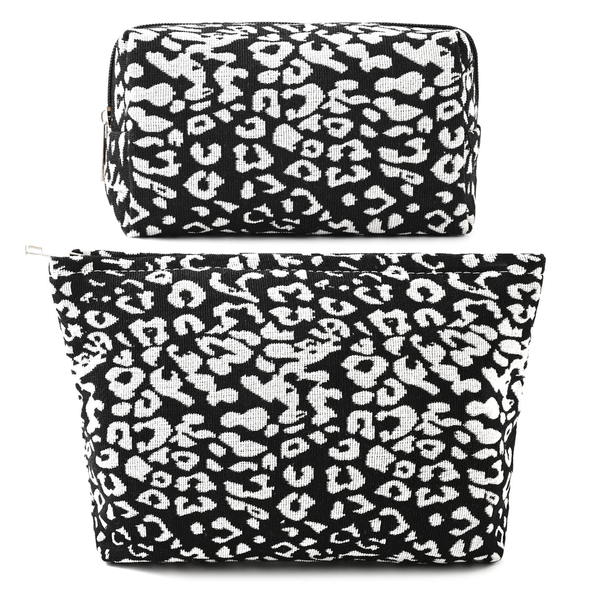 SOIDRAM Leopard Print Makeup Bag Set front view showing patterns