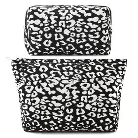 SOIDRAM Leopard Print Makeup Bag Set front view showing patterns