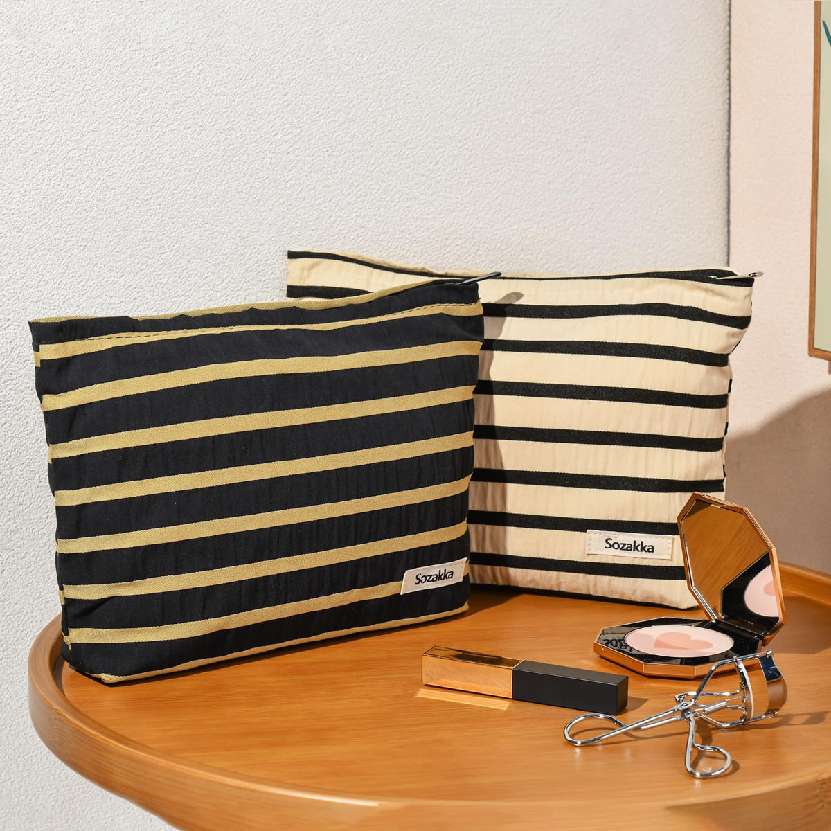 SOIDRAM makeup bag in a suitcase during travel