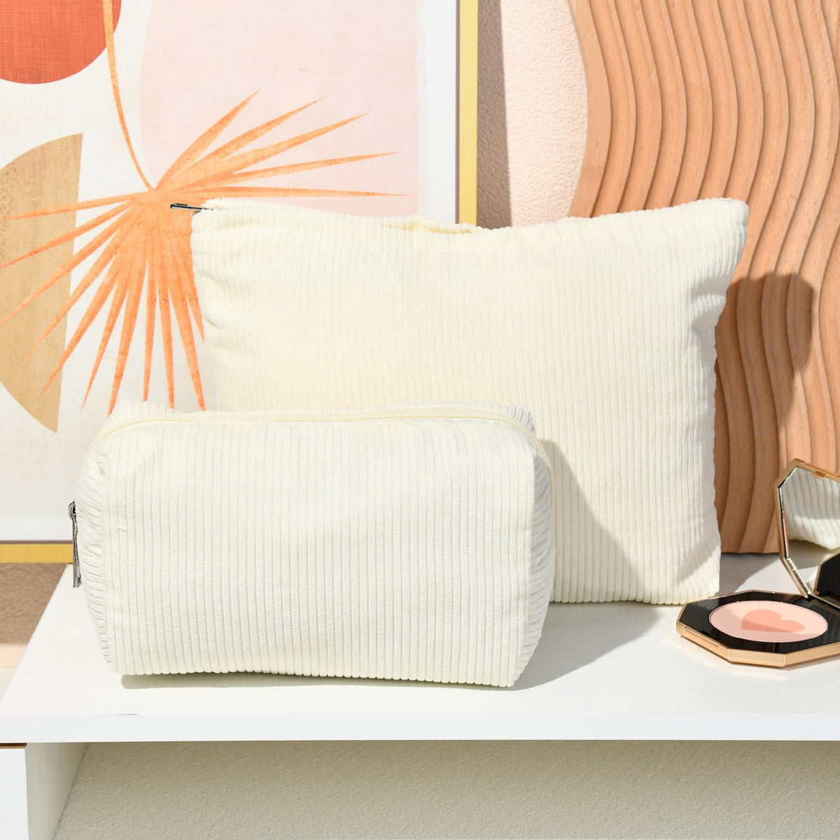 SOIDRAM makeup bag in travel setting