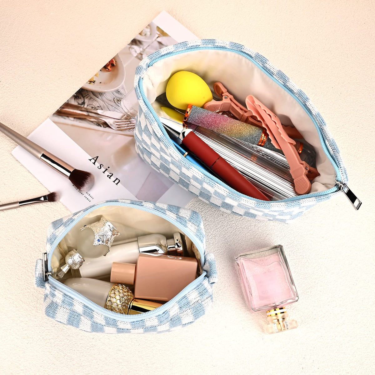 SOIDRAM makeup bag set with both sizes displayed
