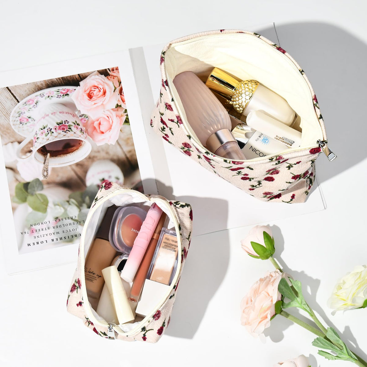 SOIDRAM makeup bags in travel suitcase