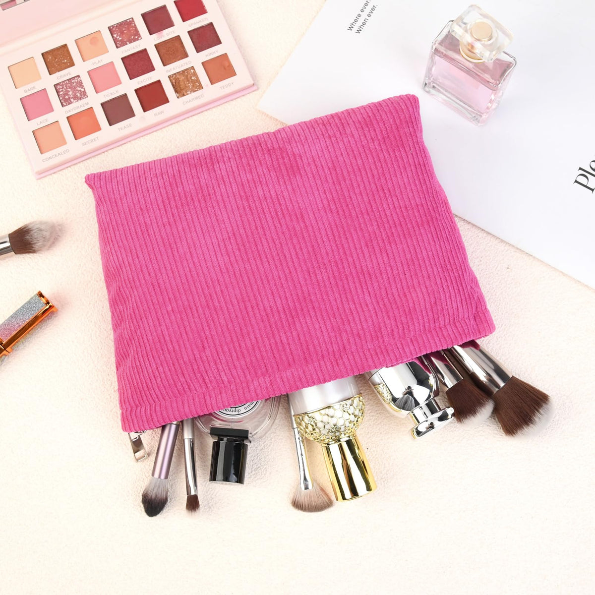SOIDRAM makeup bags on a travel suitcase