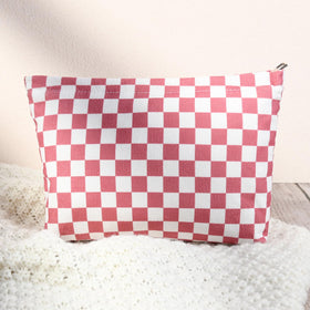 SOIDRAM makeup pouch in peach pink with cosmetics