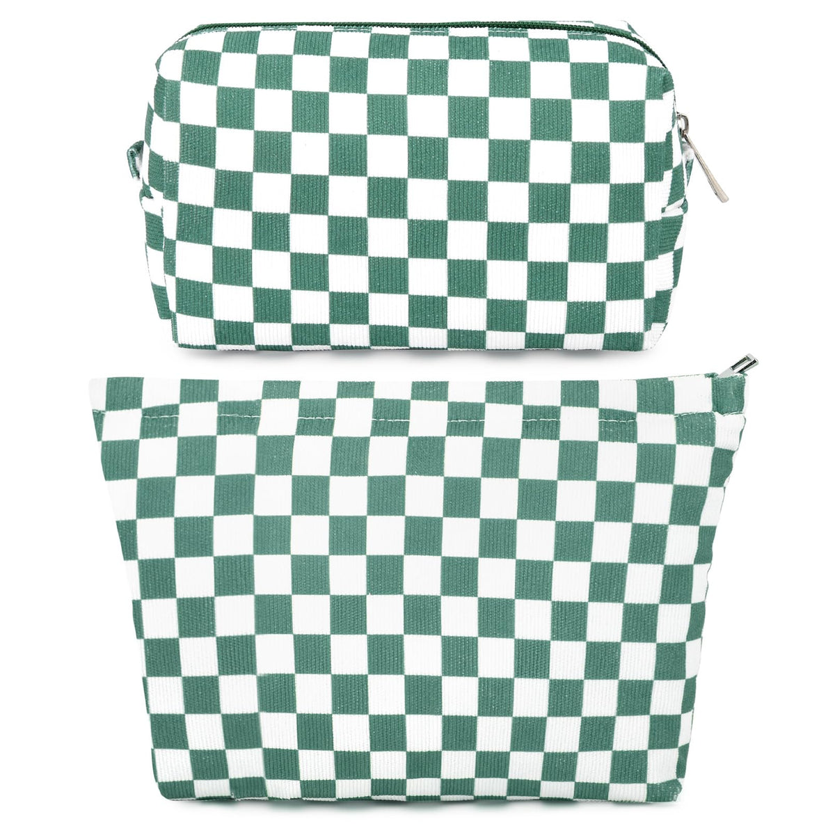 SOIDRAM olive green checkered makeup bag front view
