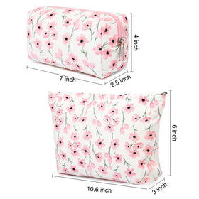 SOIDRAM pink floral makeup bag side view