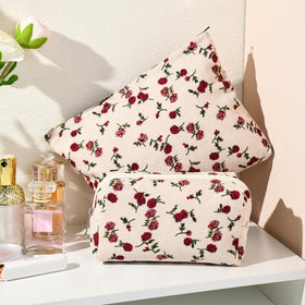 SOIDRAM Rose Makeup Bag Set displayed on a vanity