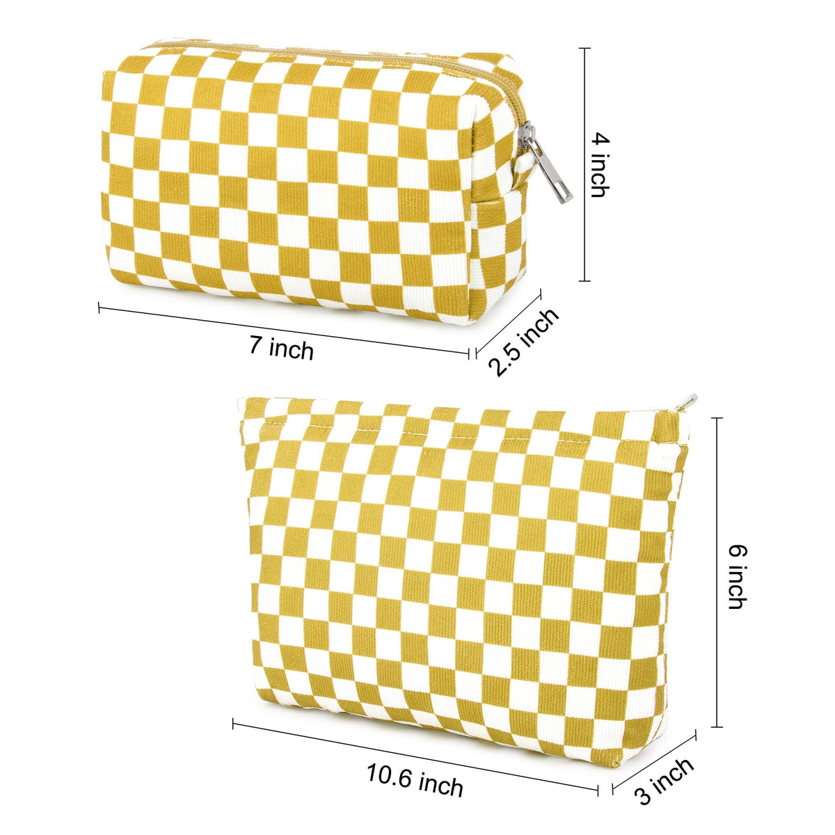 SOIDRAM small makeup bag side view with checkered pattern