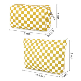 SOIDRAM small makeup bag side view with checkered pattern