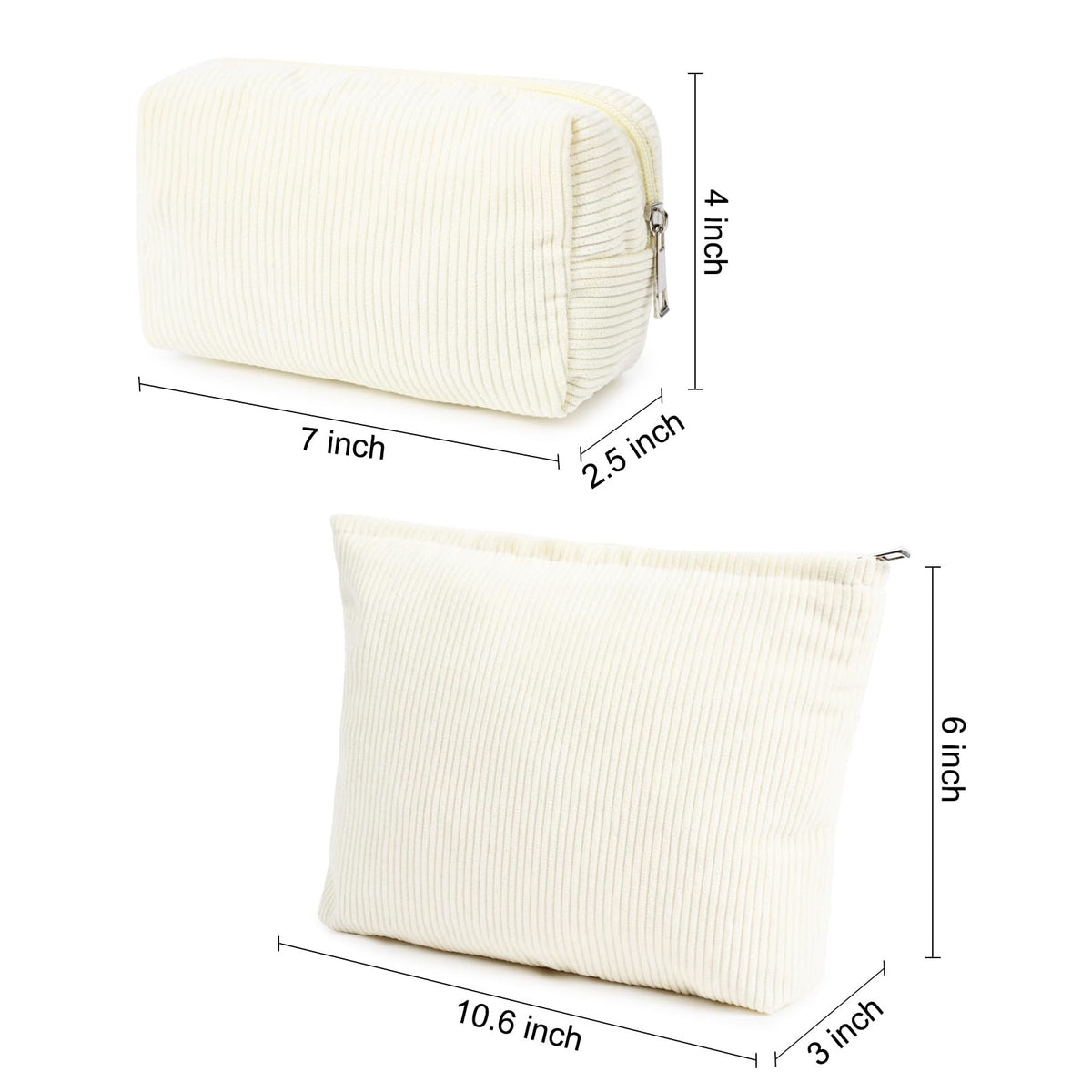 SOIDRAM two-pack white corduroy makeup bags