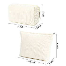 SOIDRAM two-pack white corduroy makeup bags