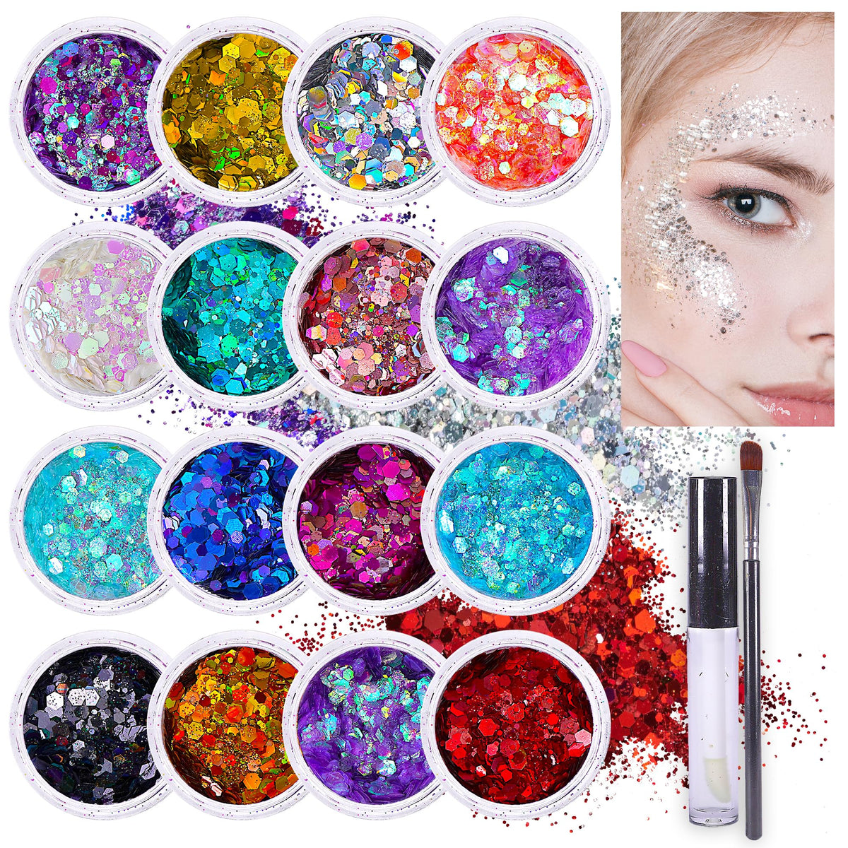 SoJourner Body Glitter Set 16 colours in packaging