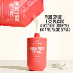 Sol de Janeiro Bom Dia Bright Body Wash in a bright bathroom setting