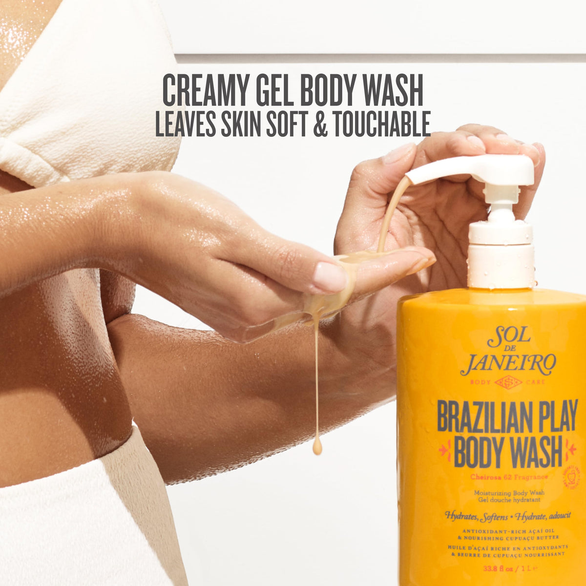 Sol de Janeiro Brazilian Play Body Wash refill pouch with ingredients