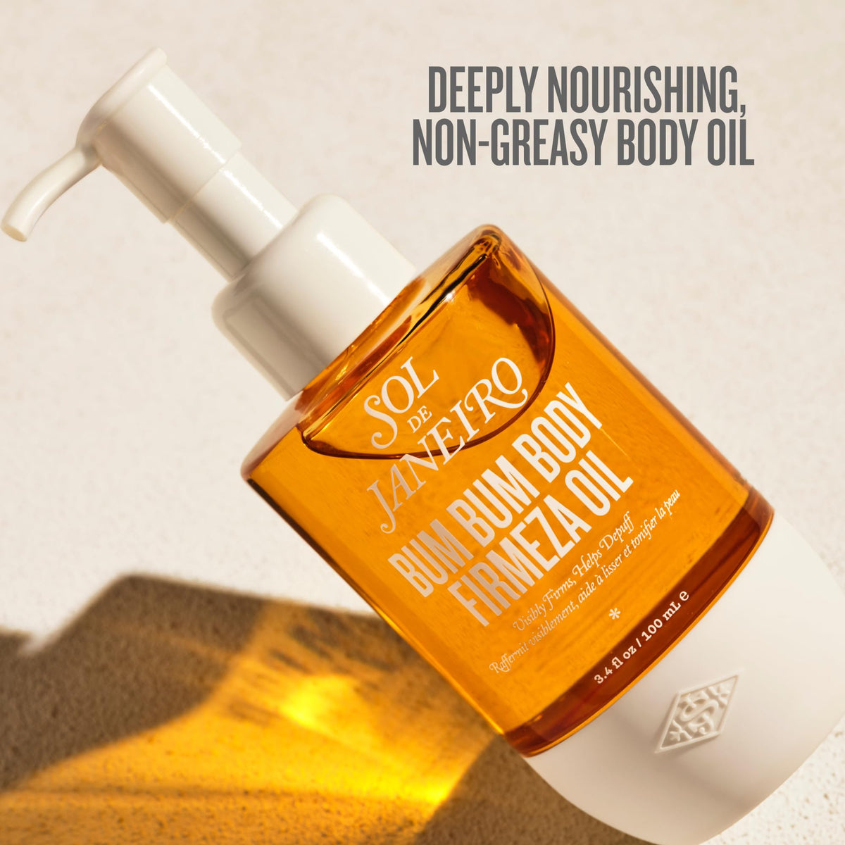 Sol de Janeiro Bum Bum Firmeza Body Oil with ingredients displayed
