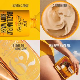 Sol de Janeiro Bum Bum Jet Set products laid out on a flat surface