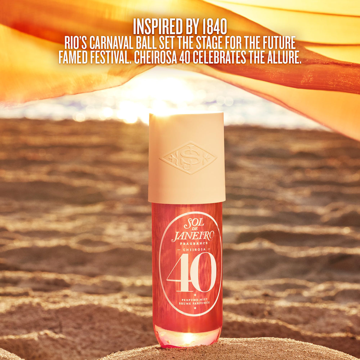 Sol de Janeiro Cheirosa '40 Hair & Body Fragrance Mist 90ml with floral background