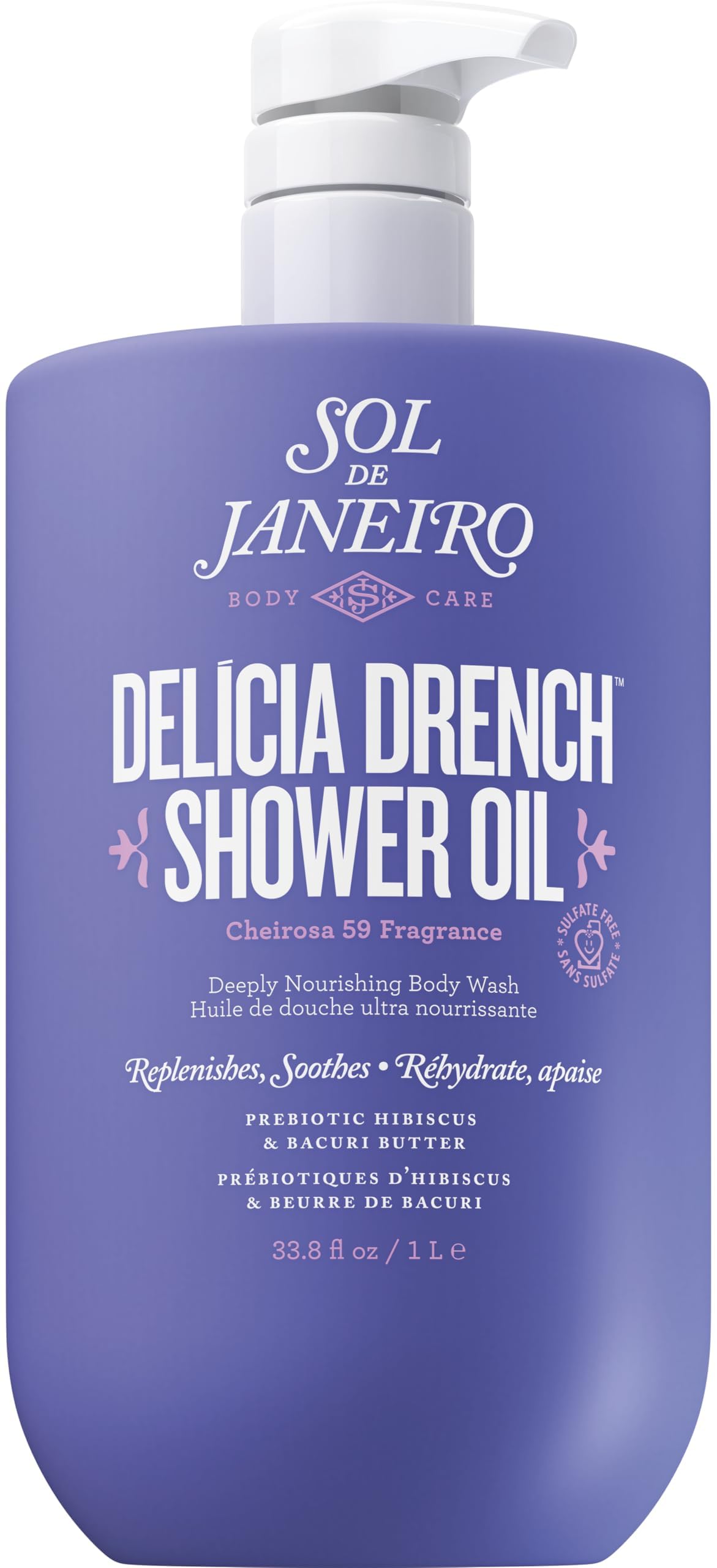 Sol de Janeiro Delícia Drench Shower Oil 1L front view with pump