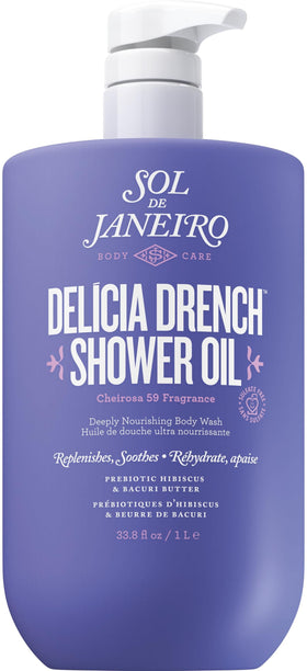 Sol de Janeiro Delícia Drench Shower Oil 1L front view with pump