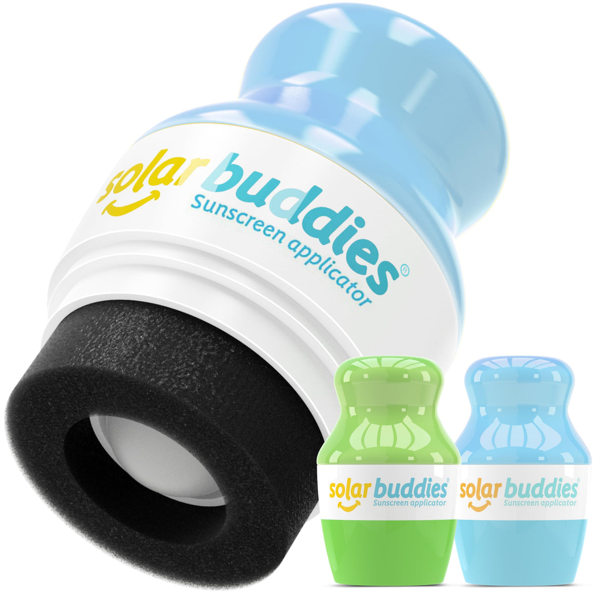 Solar Buddies Sunscreen Applicator Duo in green and blue