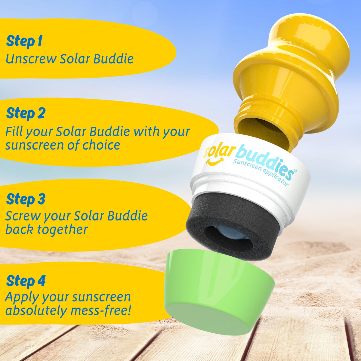 Solar Buddies Sunscreen Applicator in a travel bag