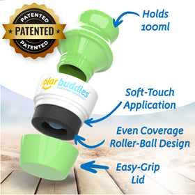 Solar Buddies sunscreen applicator showing the roller ball