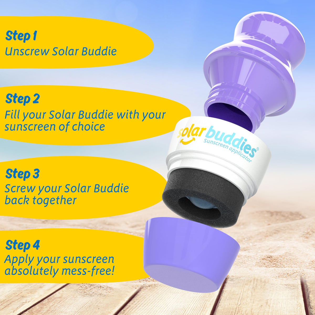 Solar Buddies Sunscreen Applicator travel size with 100ml indicator