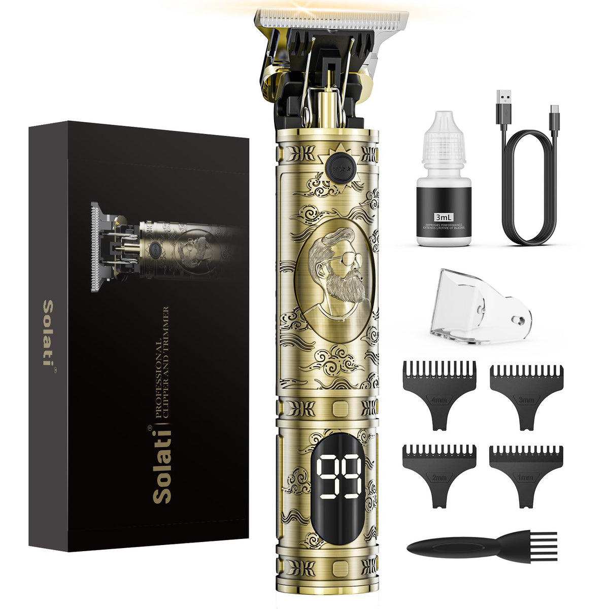 Solati Hair Clippers front view with LCD display