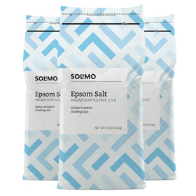 Solimo Epsom Salt Soak 8-pound resealable bag front view