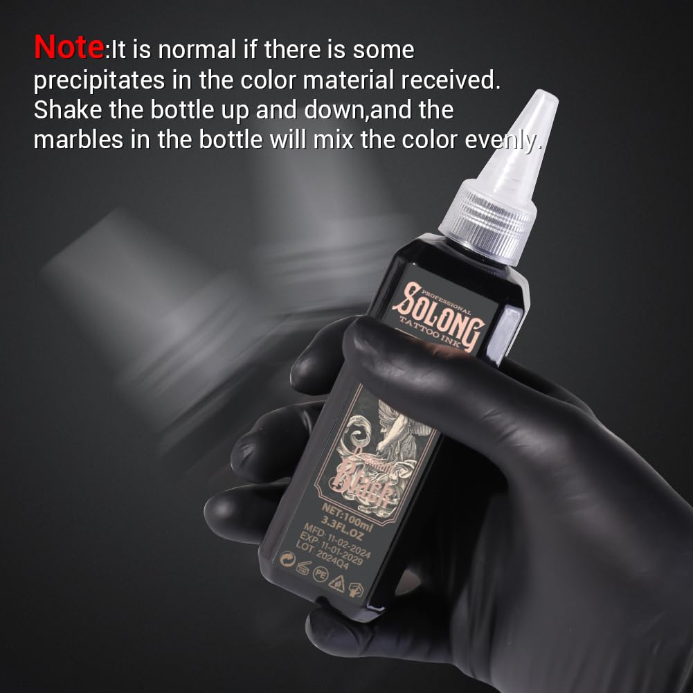 Solong Tattoo Black Tattoo Ink 3.3oz application example