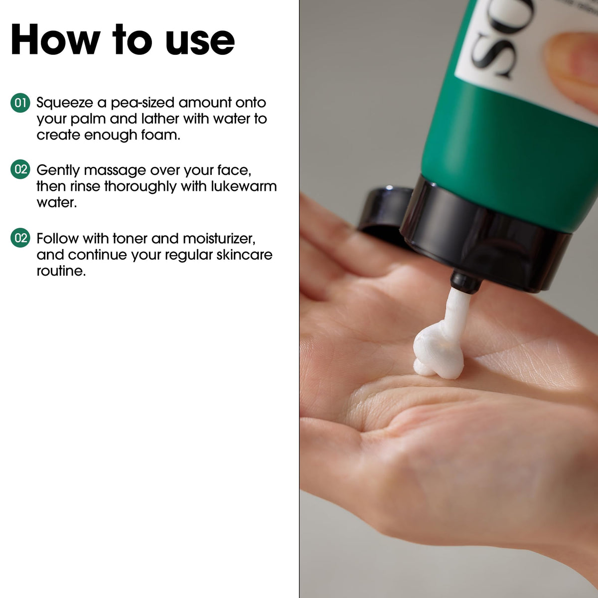 SOME BY MI AHA BHA PHA Acne Clear Foam application on hands