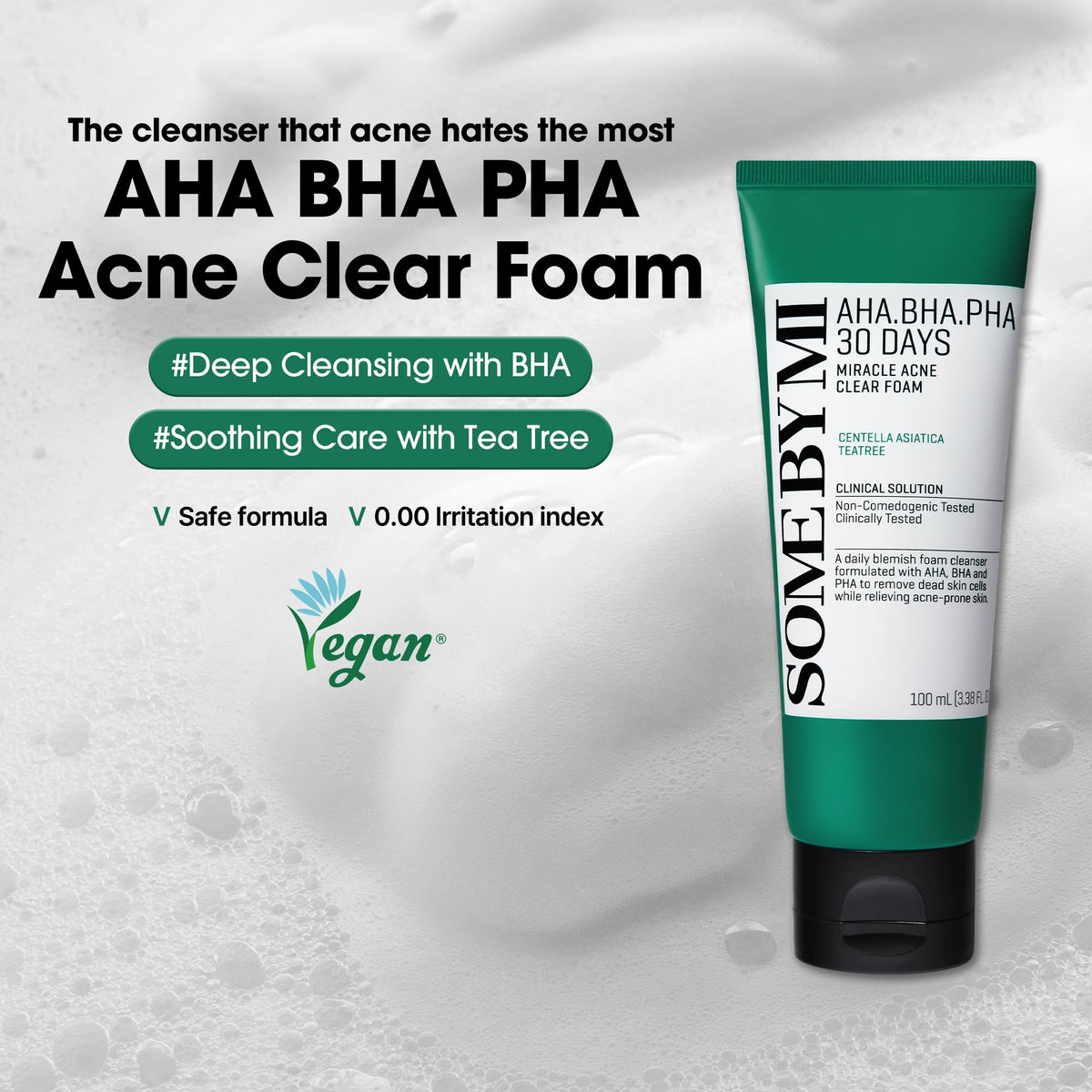 SOME BY MI AHA BHA PHA Acne Clear Foam bottle side view