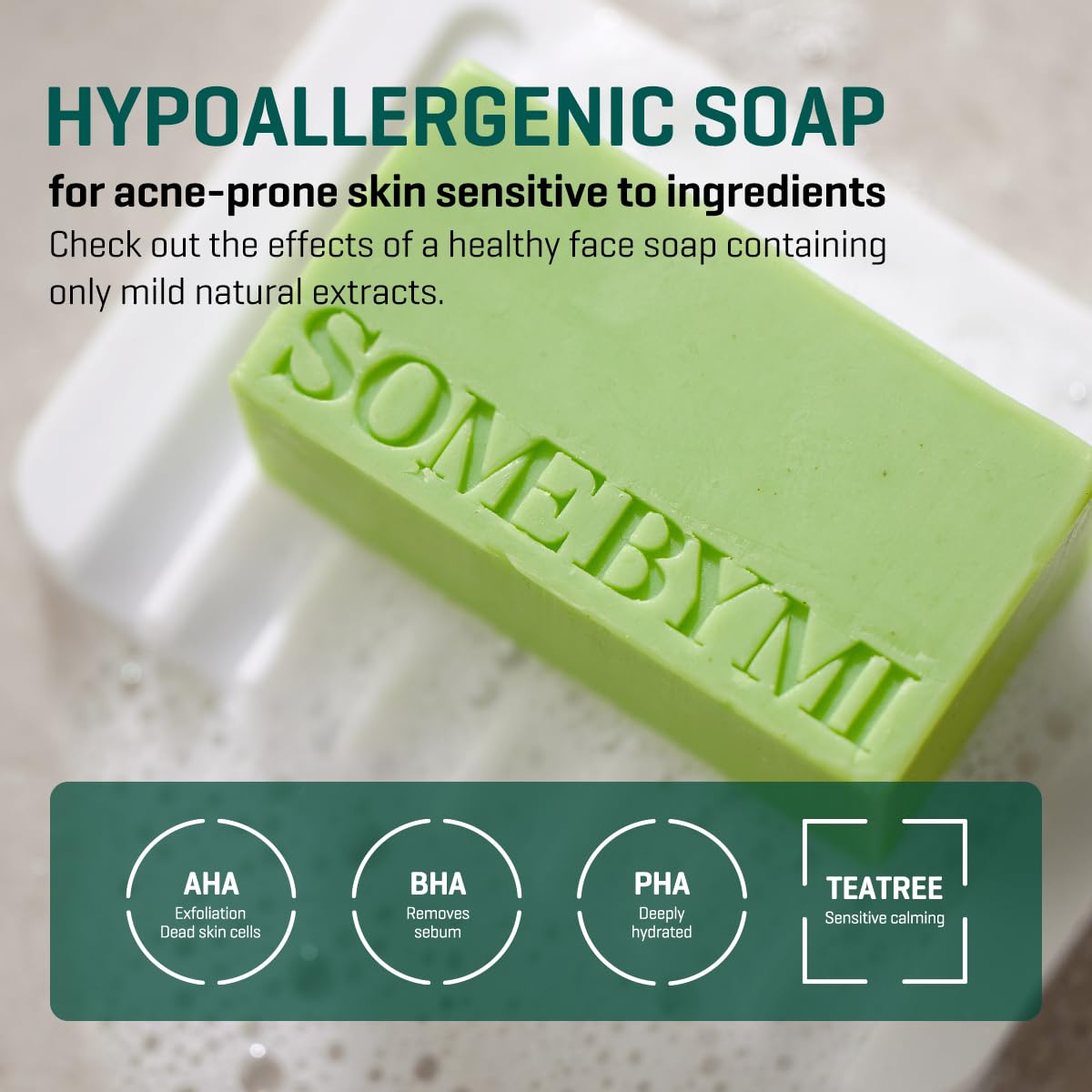 SOME BY MI Miracle Cleansing Bar on a bathroom counter