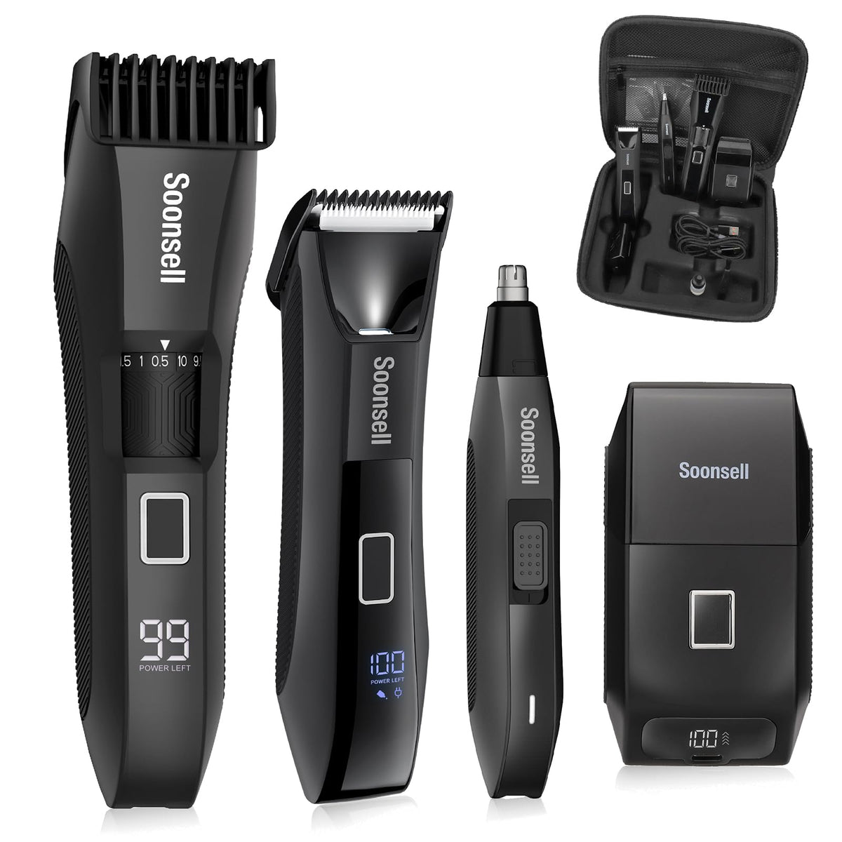 Soonsell 4-in-1 Men's Grooming Kit with all components displayed