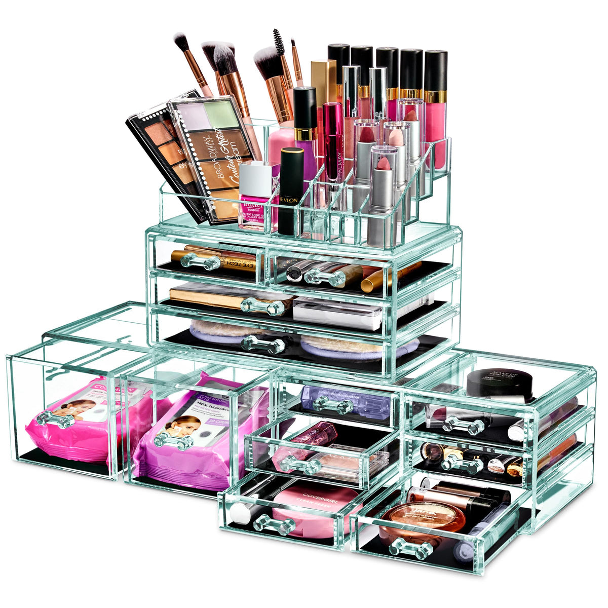 Sorbus Large Makeup Organizer front view with multiple drawers