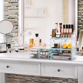 Sorbus Large Makeup Organizer stacked with additional units