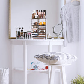 Sorbus Large Makeup Organizer with skincare products displayed