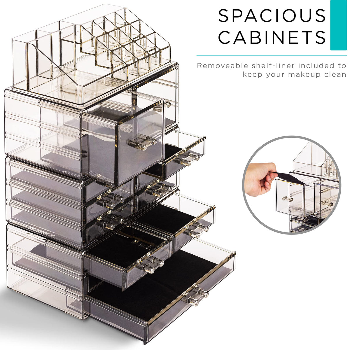 Sorbus Makeup Organizer stacked with additional units