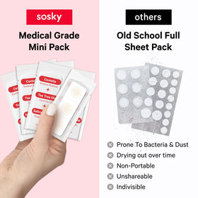 Sosky Pimple Patches displayed with skincare products